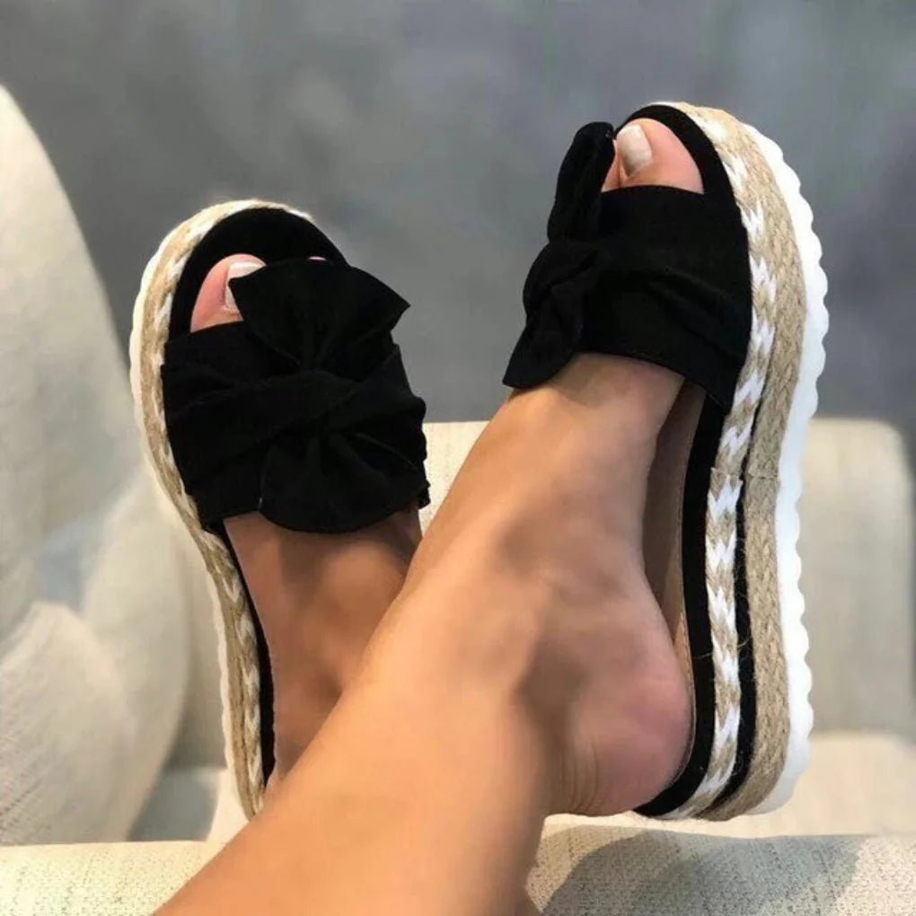 Women's Platform Slide Sandals - Black
