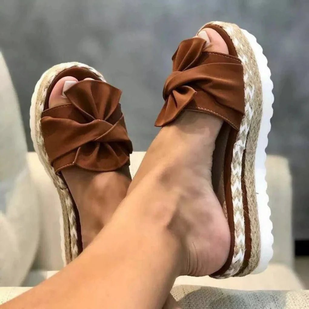 Women's Platform Slide Sandals - Dark Brown