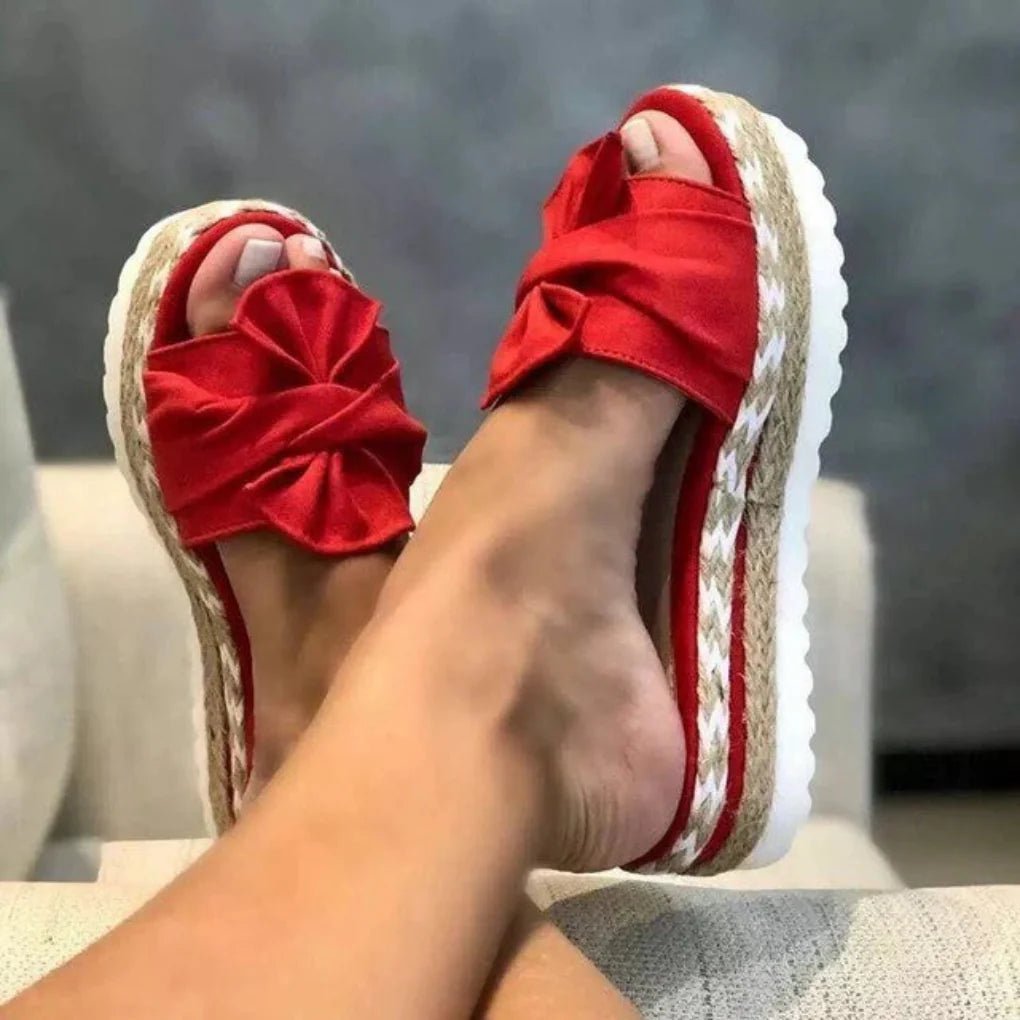Women's Platform Slide Sandals - Red
