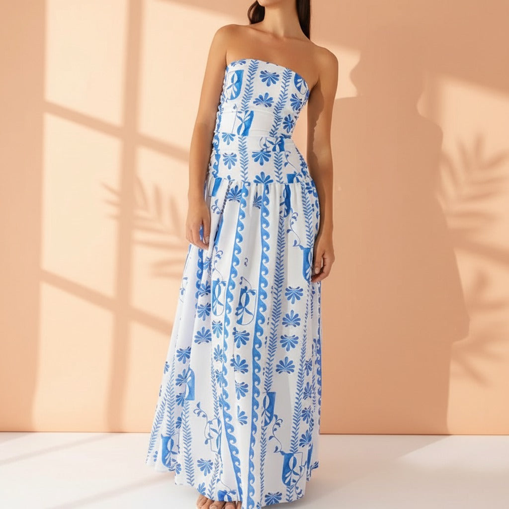 Strapless Floral Maxi Dress
