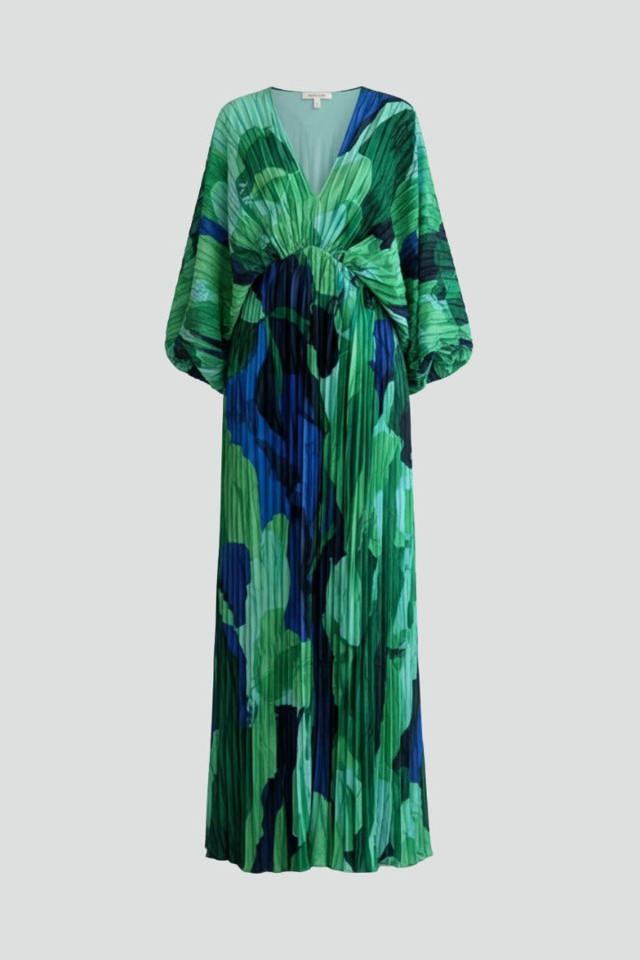 Printed Pleated Maxi Dress