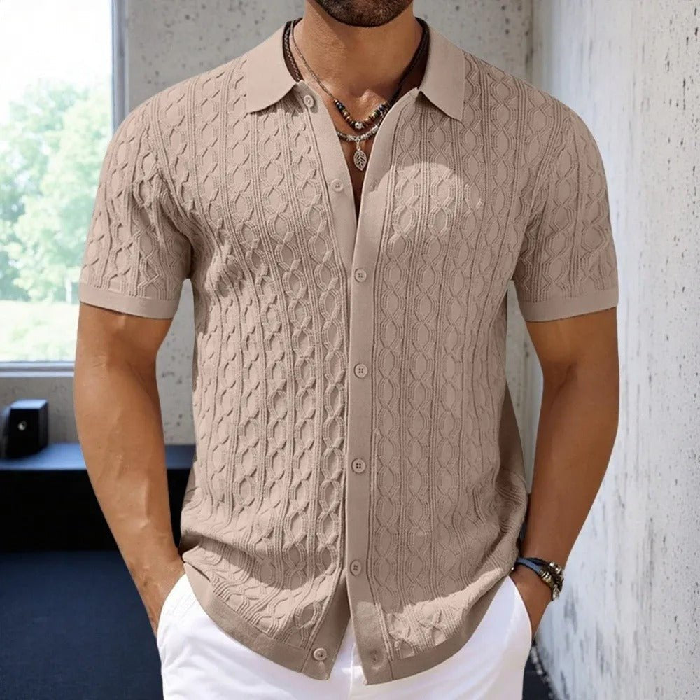 Men's Cable-Knit Short-Sleeve Shirt