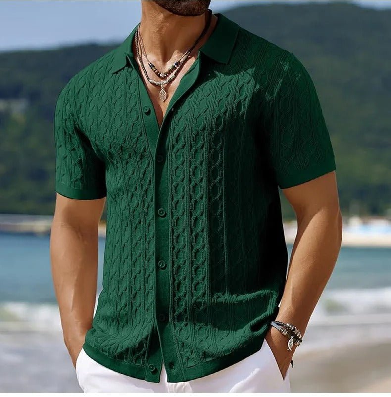 Men's Cable-Knit Short-Sleeve Shirt