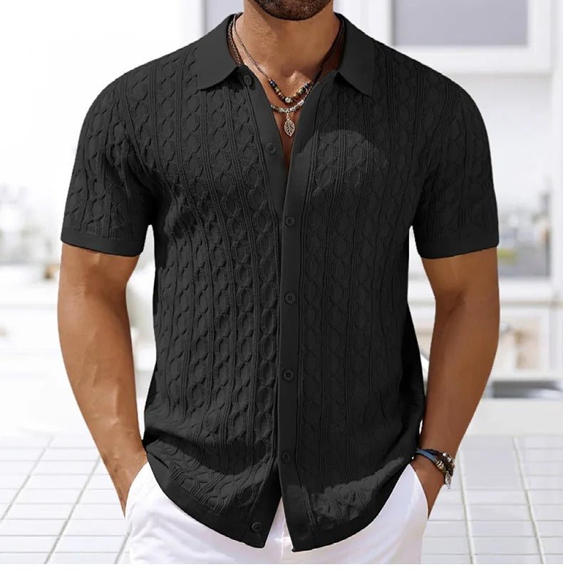Men's Cable-Knit Short-Sleeve Shirt