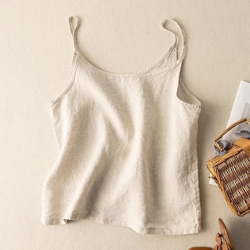 Women's Relaxed Linen Cami Top - Linen