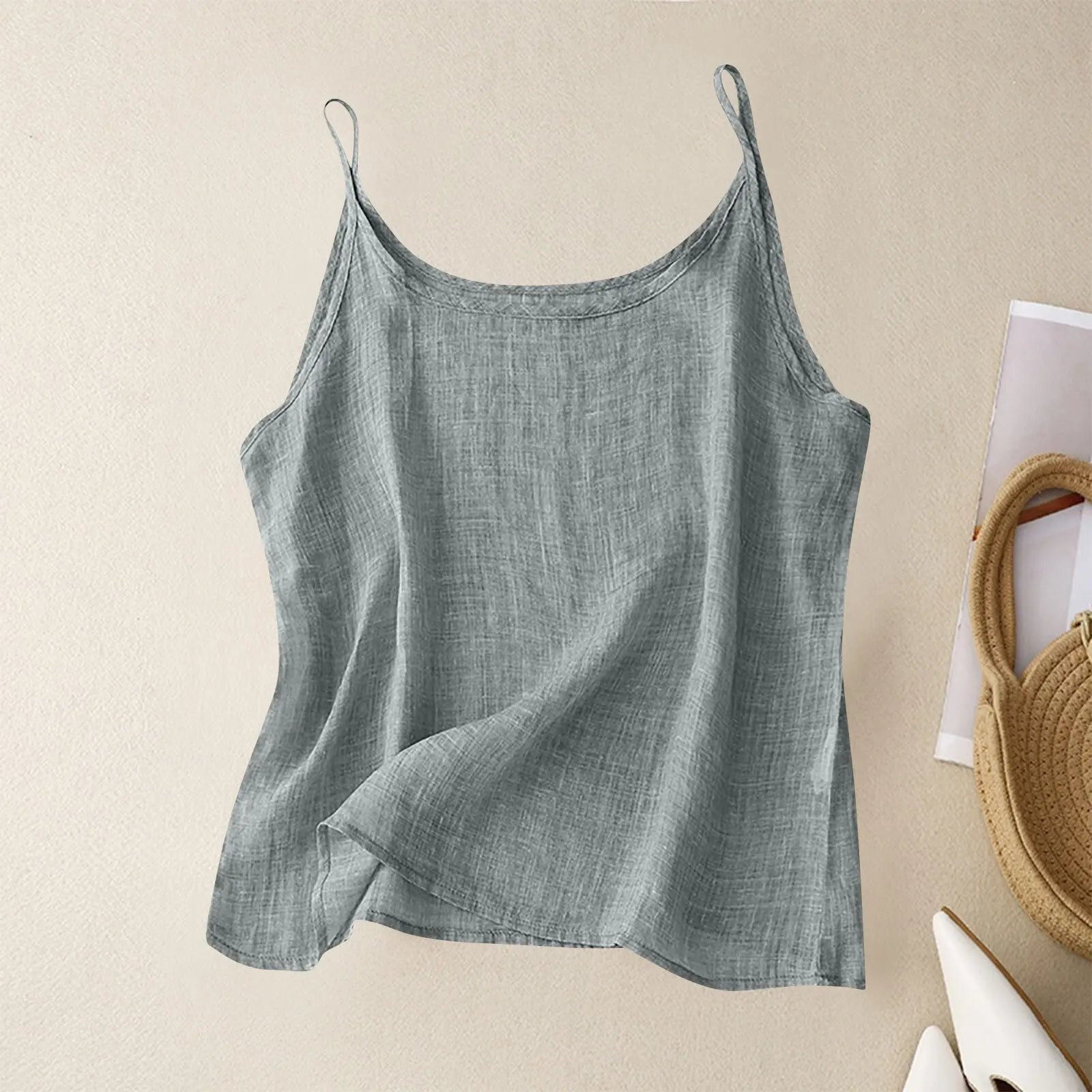 Women's Scoop-Neck Linen Camisole - Gray