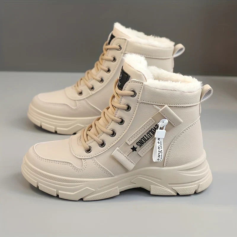 Faux Fur Snow Boots - Khaki