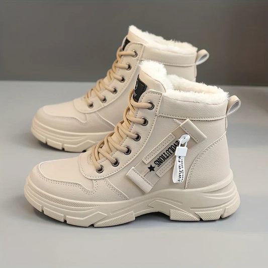 Faux Fur Snow Boots - Khaki