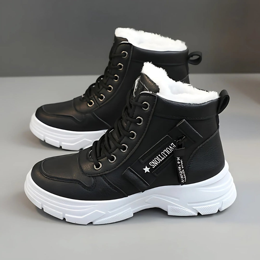 Faux Fur Snow Boots - Black