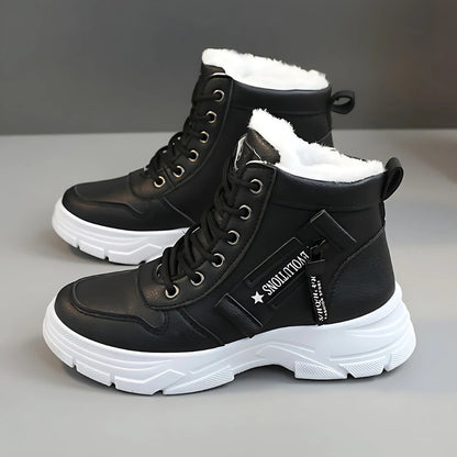 Faux Fur Snow Boots - Black