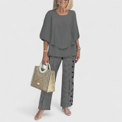 Floral Wide Leg Pants Two Piece Set - 08
