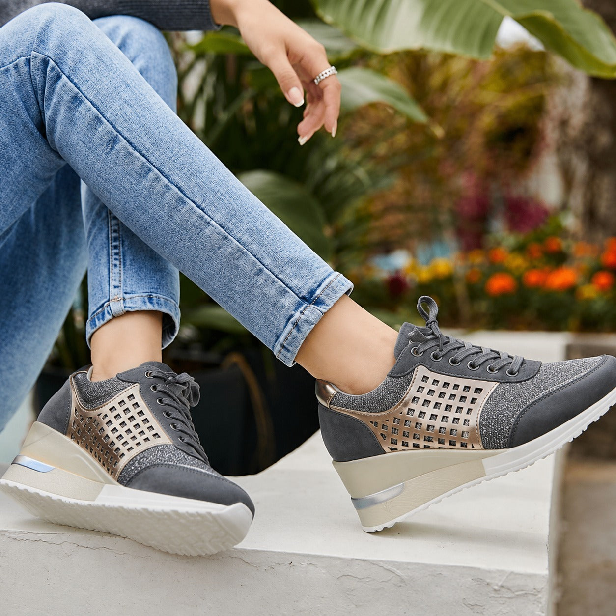 Chunky Platform Sneakers - Gray