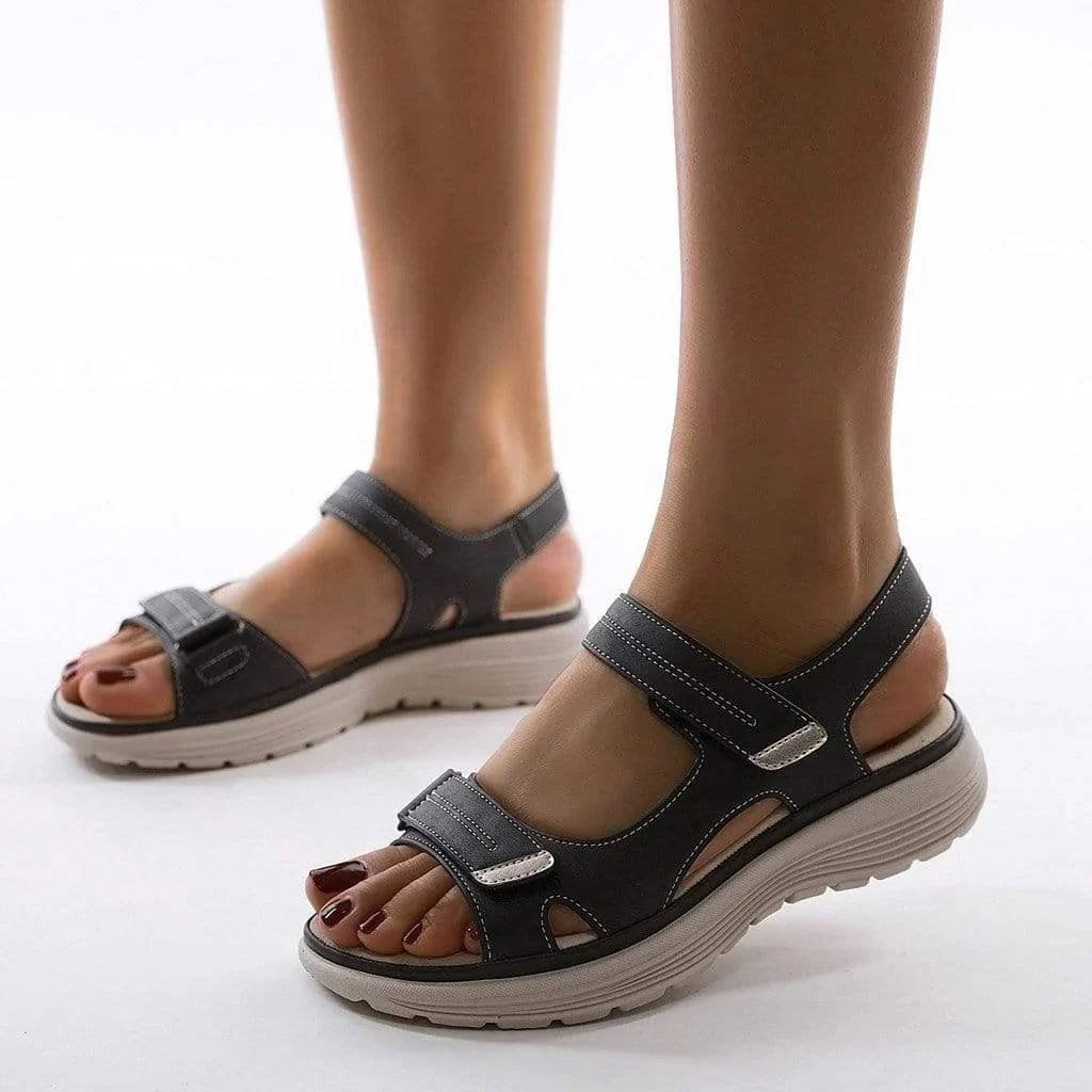Women's Platform Wedge Sandals - Black