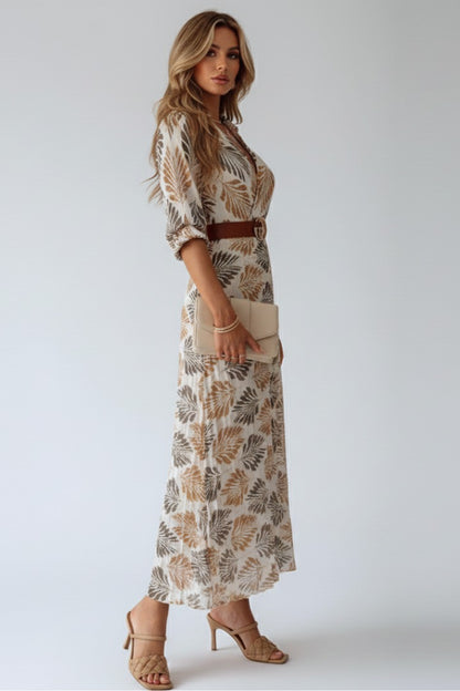 Printed Pleated Maxi Dress