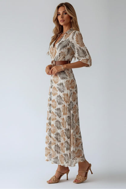 Printed Pleated Maxi Dress