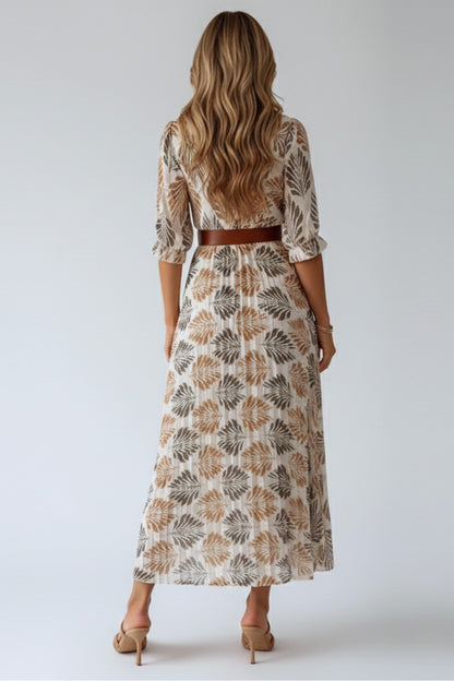 Printed Pleated Maxi Dress