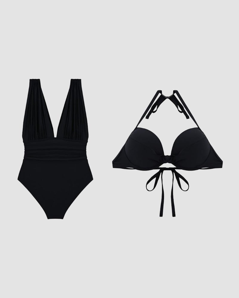 Women's V-Neck One-Piece Swimsuit