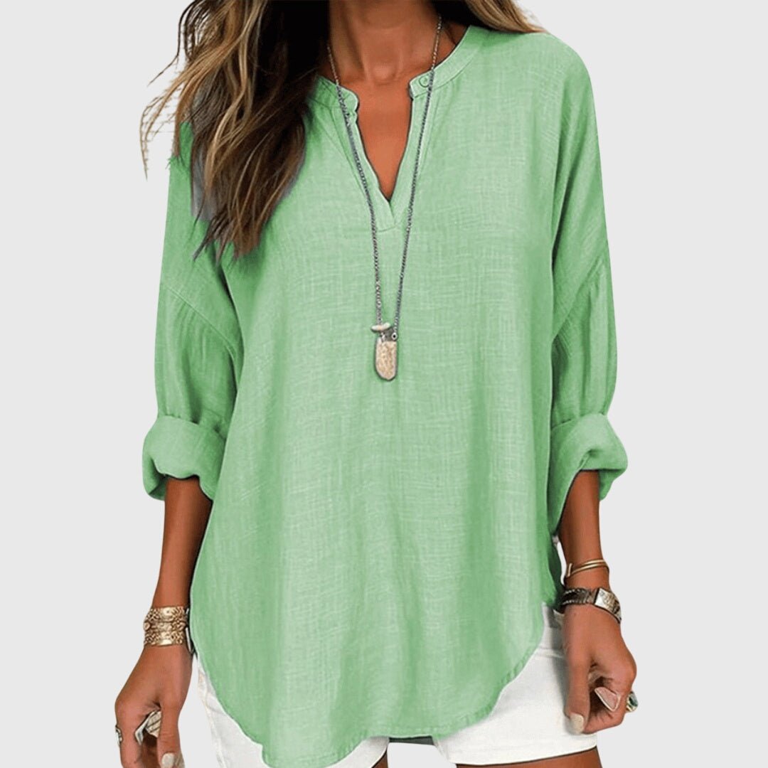 Women's V-Neck Tunic Blouse - Green