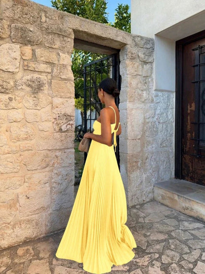 Pleated Halter Maxi Dress