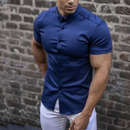 Slim Fit Short Sleeve Shirt - Dark Blue
