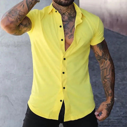 Slim Fit Short Sleeve Shirt - Yellow