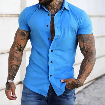 Slim Fit Short Sleeve Shirt - Blue