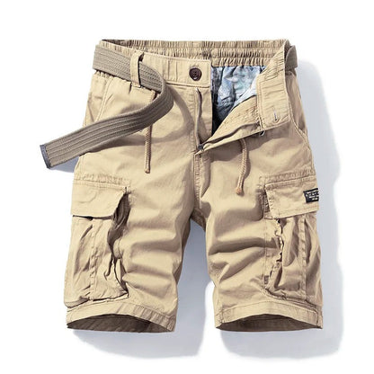 Elastic Waist Cargo Shorts - Khaki