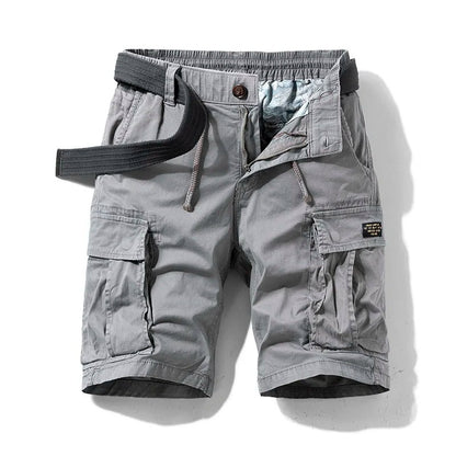 Elastic Waist Cargo Shorts - Grey