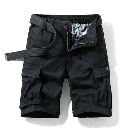 Elastic Waist Cargo Shorts - Black