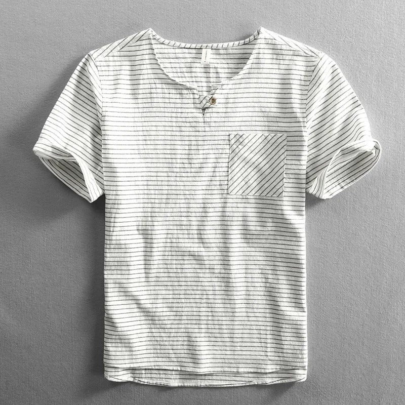 Striped Short Sleeve T Shirt - White