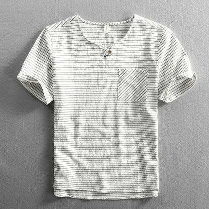 Striped Short Sleeve T Shirt - White