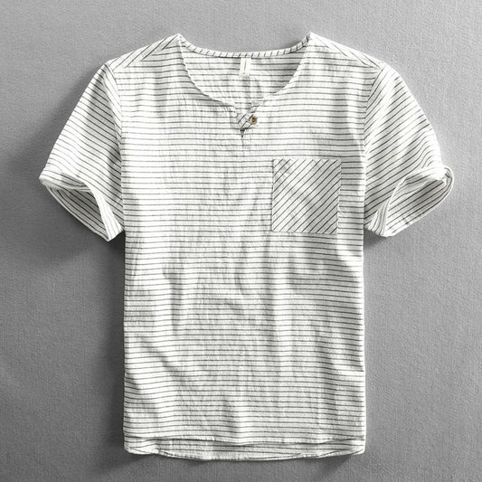 Striped Short Sleeve T Shirt - White