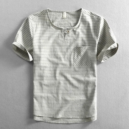 Striped Short Sleeve T Shirt - Light Gray
