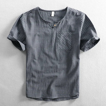 Striped Short Sleeve T Shirt - Dark Grey
