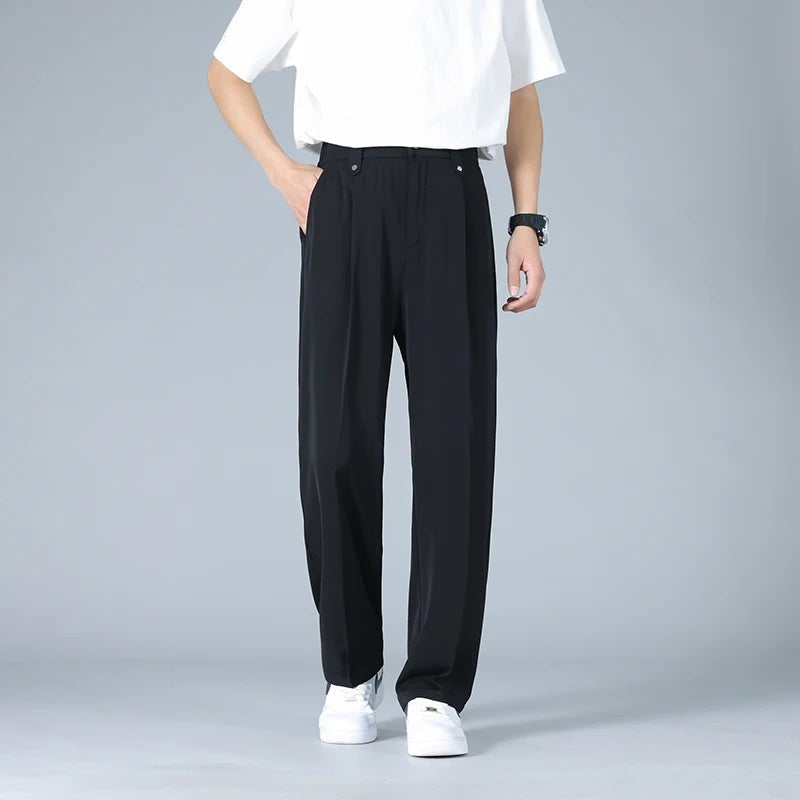 Pleated Wide Leg Pants - Black
