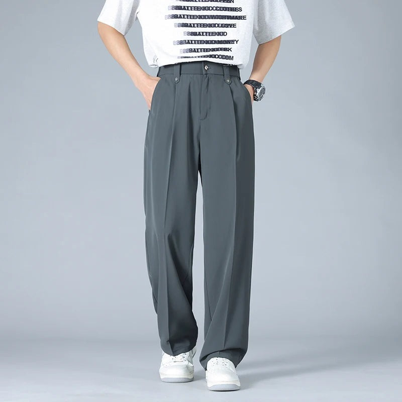 Pleated Wide Leg Pants - Grey