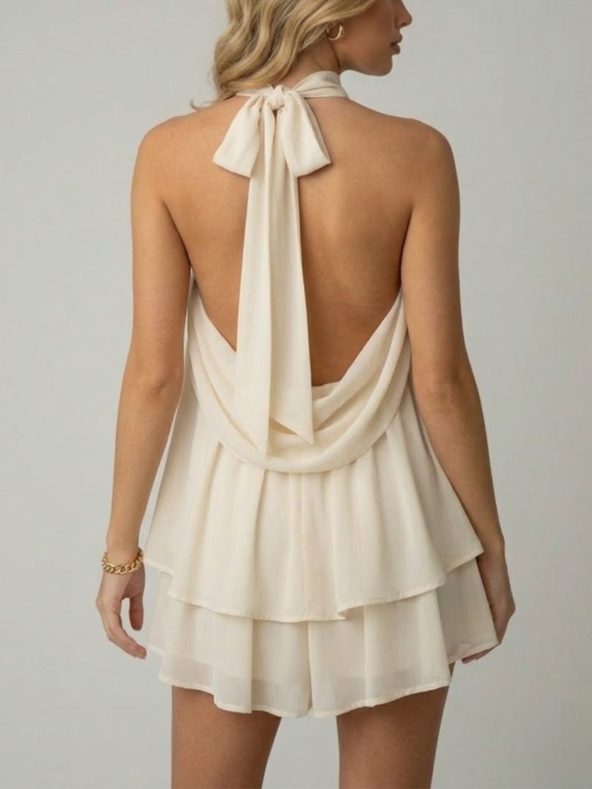 Women's Chiffon Halter Mini Dress