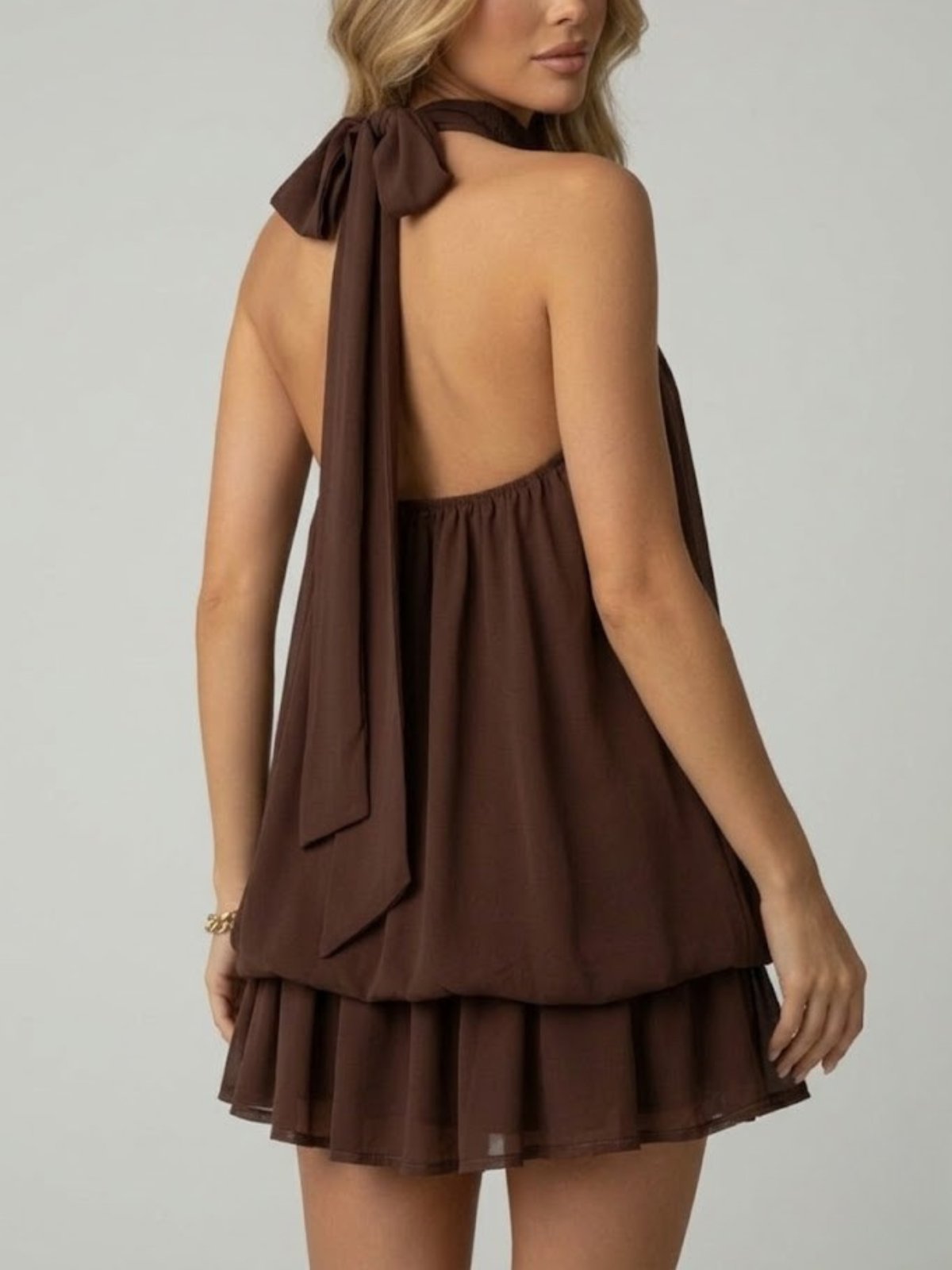 Women's Chiffon Halter Mini Dress