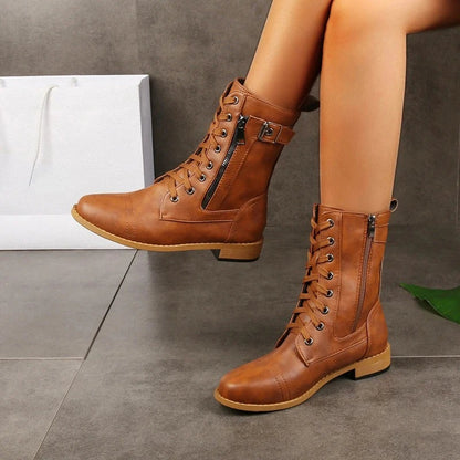 Combat Ankle Boots - Brown