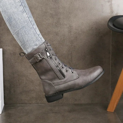 Combat Ankle Boots - Grey