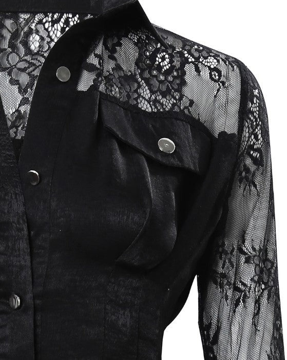Lace Long Sleeve Mini Dress