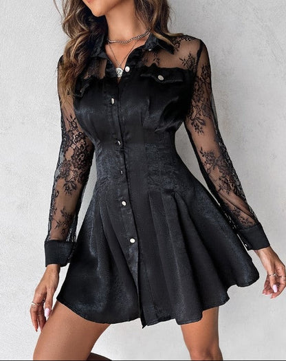 Lace Long Sleeve Mini Dress