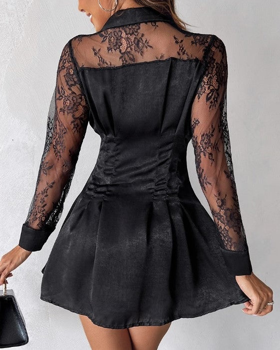 Lace Long Sleeve Mini Dress