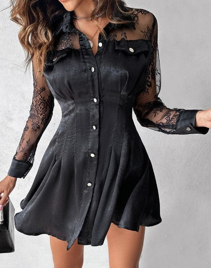 Lace Long Sleeve Mini Dress