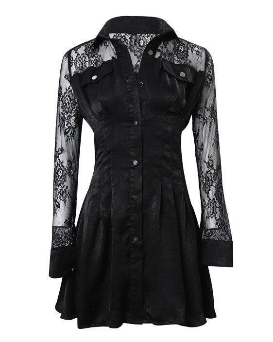 Lace Long Sleeve Mini Dress