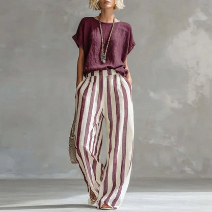 Striped Pants Two Piece Set