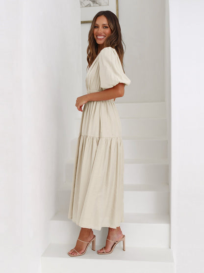 Puff Sleeve Midi Dress