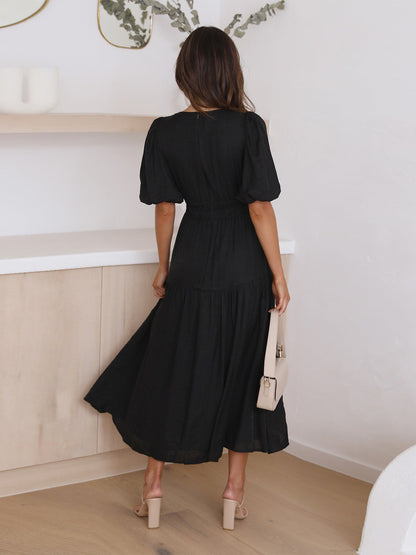 Puff Sleeve Midi Dress