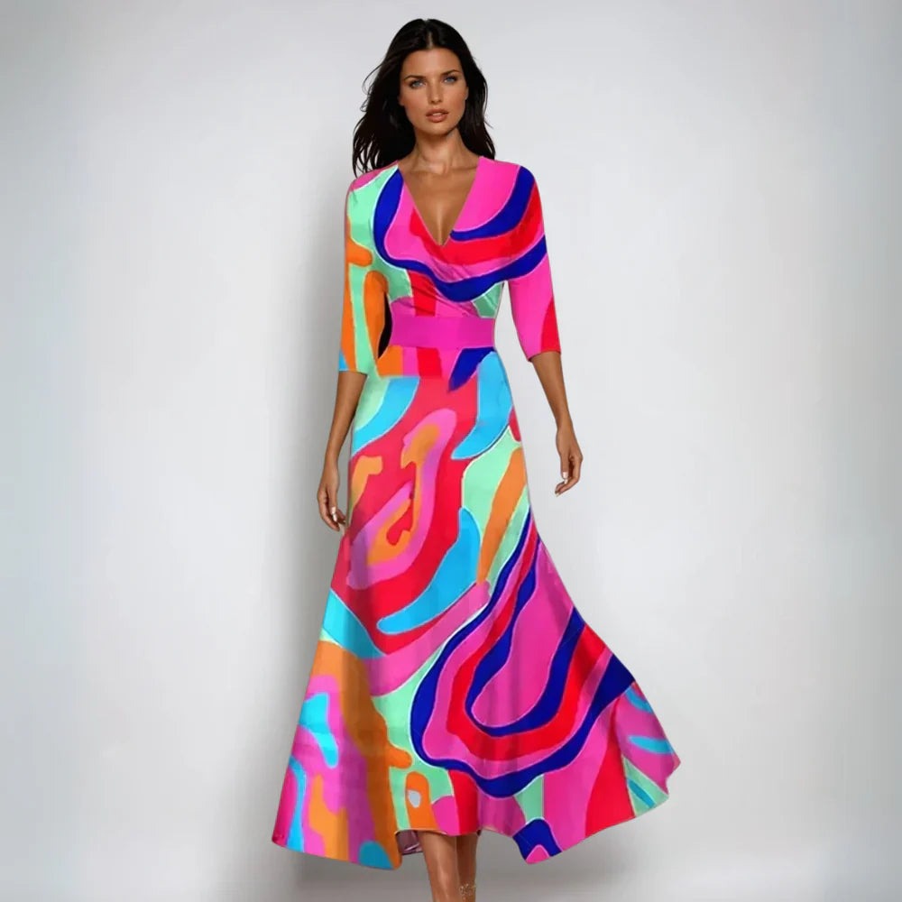 Floral Wedding Guest Maxi Dress - Multicolor