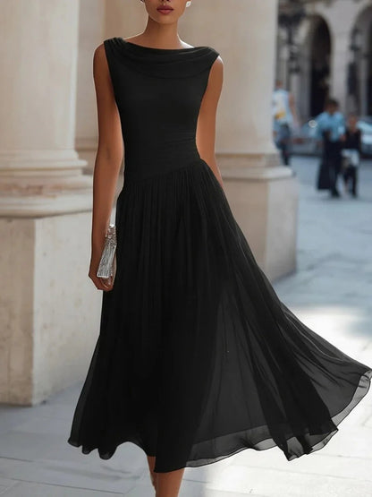 Formal A Line Midi Dress - Black